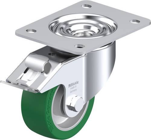 Blickle Lenkrolle LK-ALST 100K-3-FI mit Feststeller, Rad-Durchmesser: 100 mm, Tragfähigkeit: 320 kg, Farbe: Silber/Grün/Mehrfarbig - Bild 1