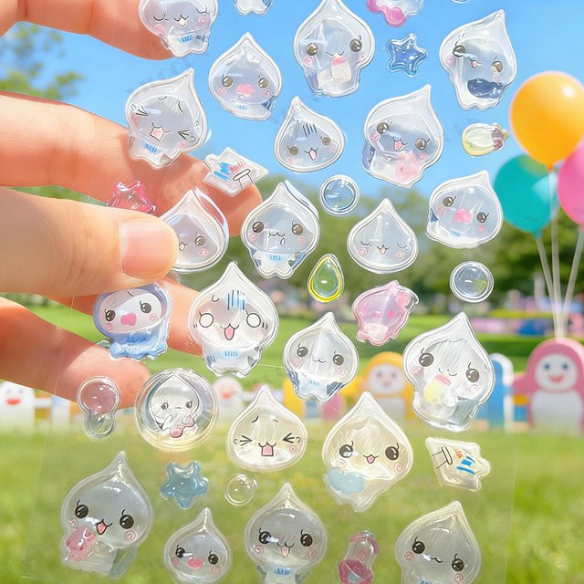 VILCORN 3D Cartoon Tropfen-Aufkleber, Kawaii Glitzer Jelly Bonbon Sticker, multicolor, resin - Bild 1