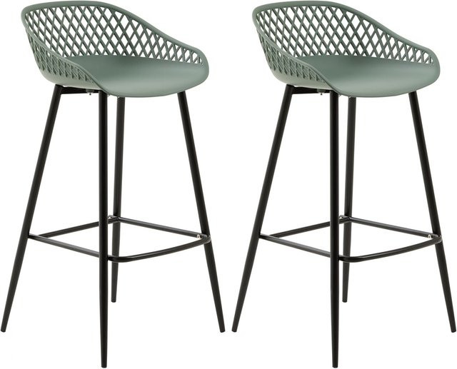 IDIMEX Barhocker IREK 2er Set im Retro-Design mit Diamantmuster und Metallgestell - Bild 1