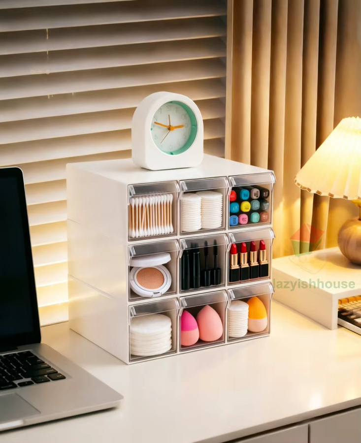 Lazyishhouse Desktop-Aufbewahrungsbox mit Unterteilung für Kleinteine und Kosmetik aus Kunststoff - Bild 3