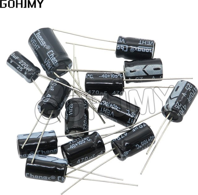 GOHJMY Aluminium-Elektrolytkondensator in Schwarz mit verschiedenen Spannungen und Kapazitäten - Bild 1