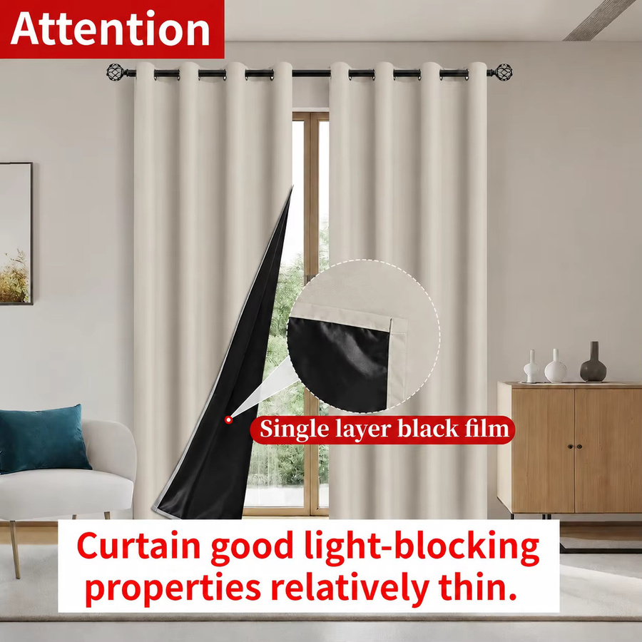 YIHEIM 2er Set Verdunkelungsvorhänge mit Ösen und Bindebändern, Wärmeisolierende Lichtblockierende Vorhänge für dein Wohnzimmer, Breite: 100 cm, Höhe: 130 cm - Bild 4