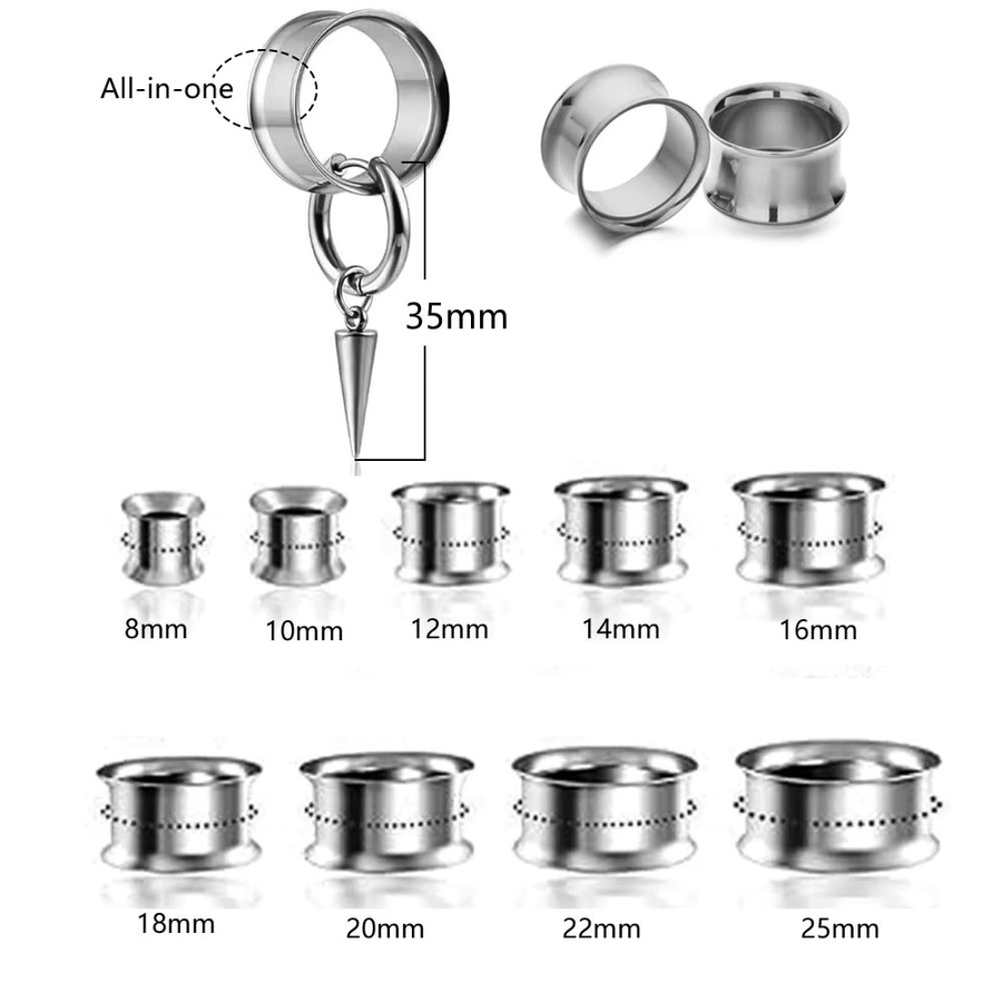 BGjingshuai Ohrclip-Tunnel-Plug, Edelstahl, Silber, 2 Stück - Bild 4