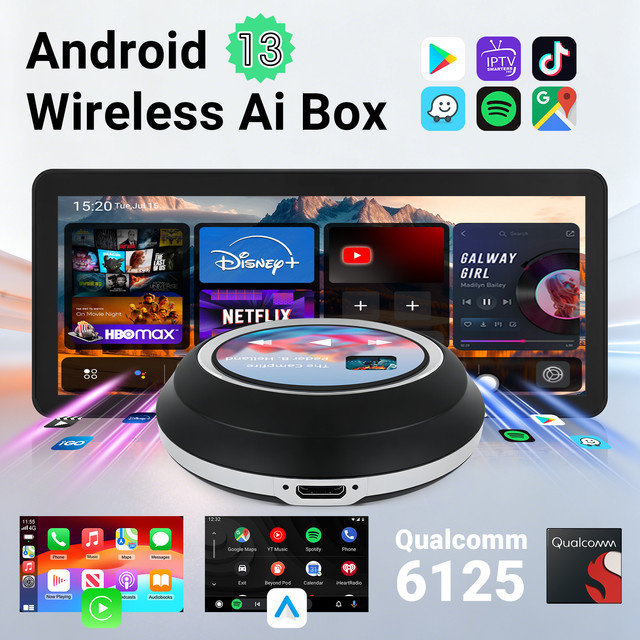 Ezonetronics CarPlay AI Box für BMW mit Android 13, 8+128GB, Dual-WLAN, 4G SIM und HDMI-Ausgang, Schwarz - Bild 1