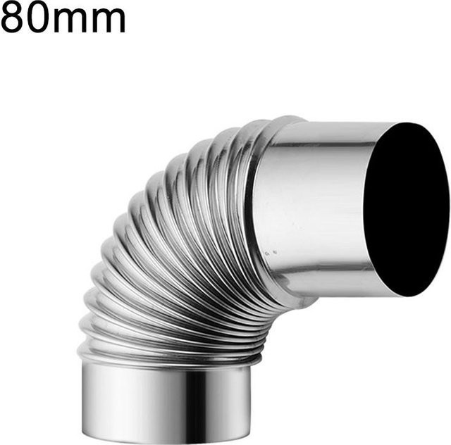Bestbags Kaminrohrbogen 90 Grad aus Edelstahl in Silber für Holzöfen und Outdoor-Camping, Durchmesser: 60 mm, 70 mm oder 80 mm - Bild 1