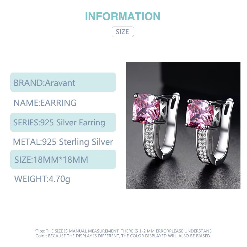 ARAVANT Creolen 925 Sterling Silber, Rosa Zirkon, Damen - Bild 2