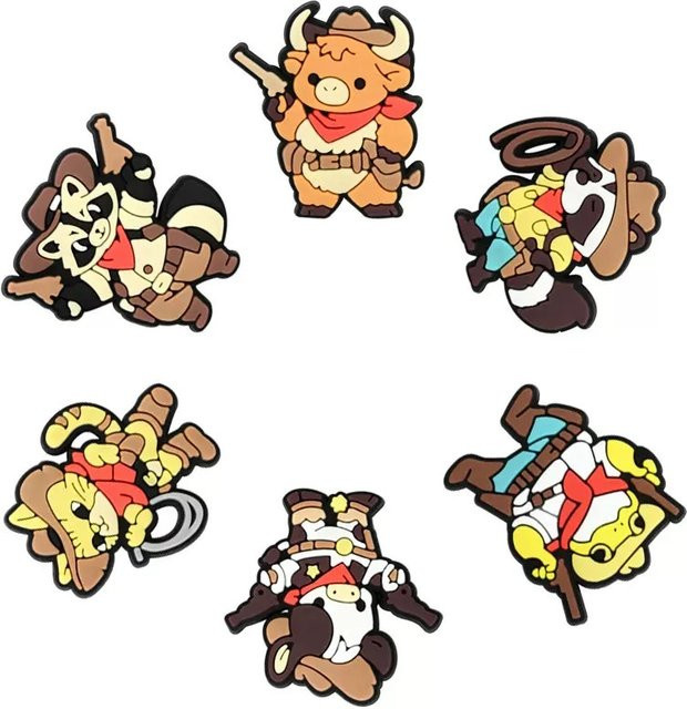 Happye&TiTi Charms, Cartoon-Tier-Cowboy, PVC, 6 Stück - Bild 1