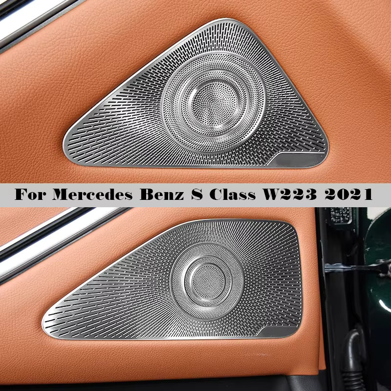 FTMTACC Edelstahl Lautsprecher Verkleidung Aufkleber für Mercedes Benz Klasse W223 in Silber - Bild 2