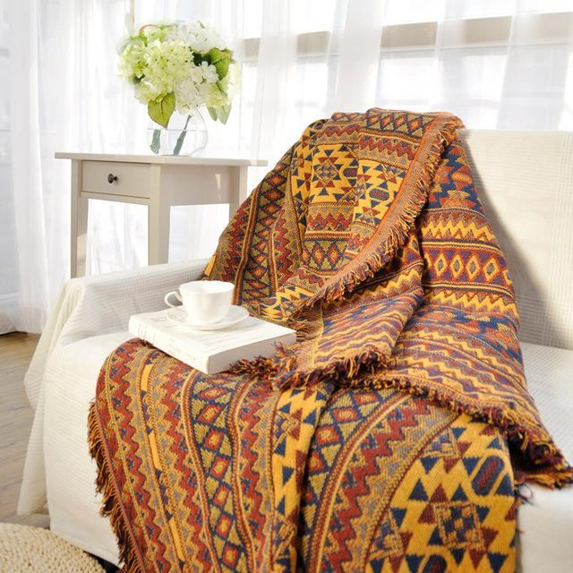 Binchi Outdoor Equipment Sofatuch Jacquard Geometrie, Reversibler Couchbezug aus Baumwollmischung, Mehrfarbig, B/B: 90 x 90 cm - Bild 1