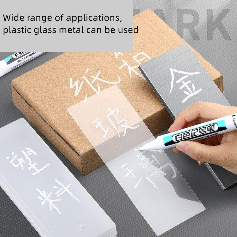 YEJET-Student Acrylmarker Weiß Permanent und Wasserdicht mit 1,0mm Spitze für Glas, Metall, Stein und Textilien - Bild 2