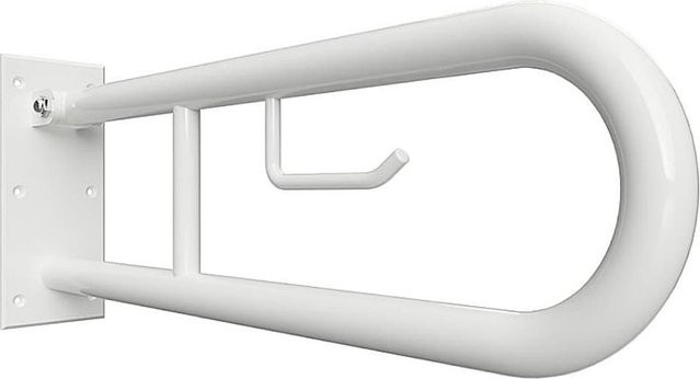 Brillantbad BELP Stützklappgriff in U-Form mit Toilettenpapierhalter aus Metall in Weiß, B/T/H: 100 x 250 x 629 mm - Bild 1