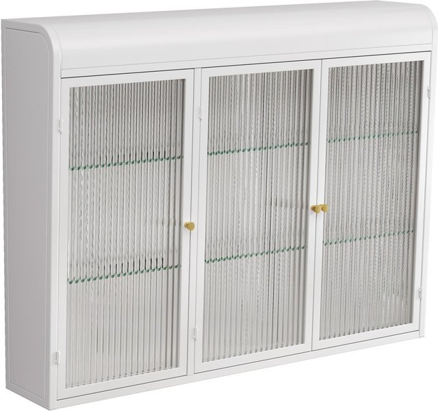 B&F Wandschrank mit 3 Glastüren in Weiß, B/T/H: 90 x 20 x 70 cm - Bild 1
