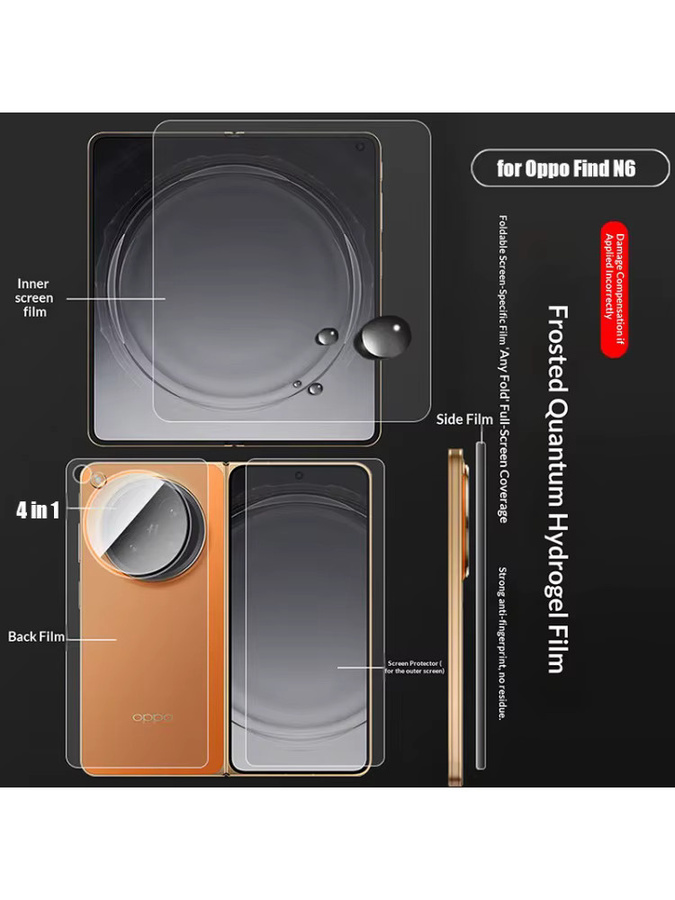 Matte Hydrogel Soft TPU Displayschutzfolie für Oppo Find N6 mit Vollschutz für internes und externes Scharnier, Transparent - Bild 5