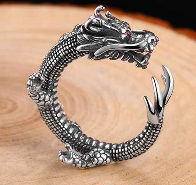 YIRAN Jewelry Ring, 925 Silber, Retro Drachen, Herren - Bild 1