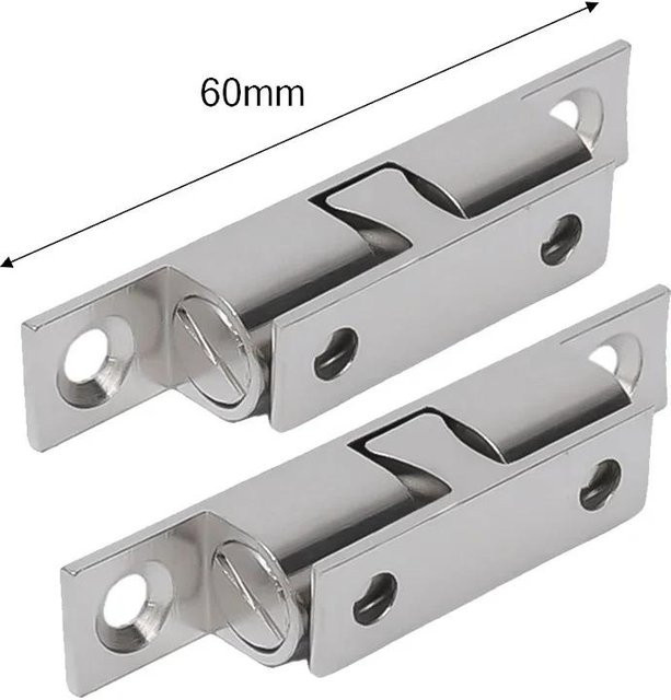 XYNN Möbel Tür Kugelverschluss aus Edelstahl in Silber, Doppelrolle Federkugel Schnapper Riegel für Schrank und Kleiderschrank, 60mm - Bild 1