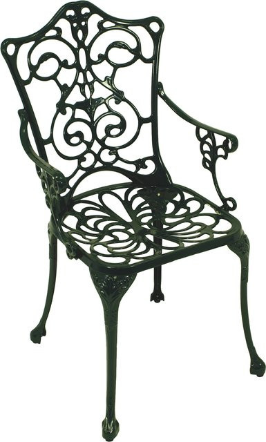 DEGAMO Gartensessel im Jugendstil Design aus Aluguss in Dunkelgrün mit Armlehnen - Bild 1