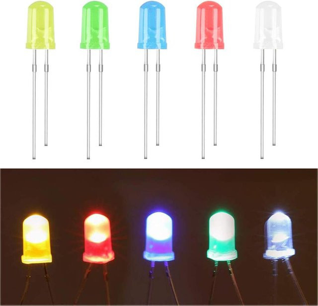 AOKIN LED-Schaltkreis-Set mit 100 Stück 5 mm LED-Lichtdioden in transparent und grün für wissenschaftliche Projekte - Bild 1