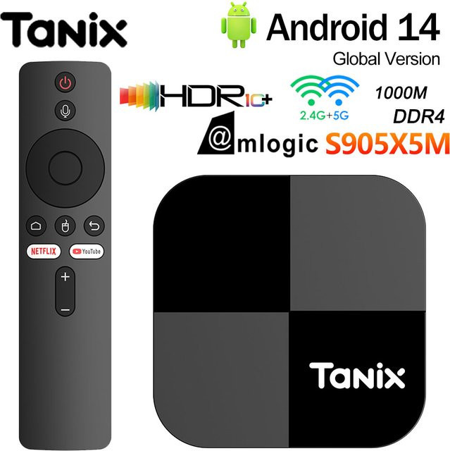 Tanix TX5 PLUS Android 14.0 TV-Box mit Amlogic S905X5M Prozessor, 4K UHD, Dualband Wifi5 und Bluetooth 5.0, Media Player Set-Top-Box in Schwarz - Bild 1