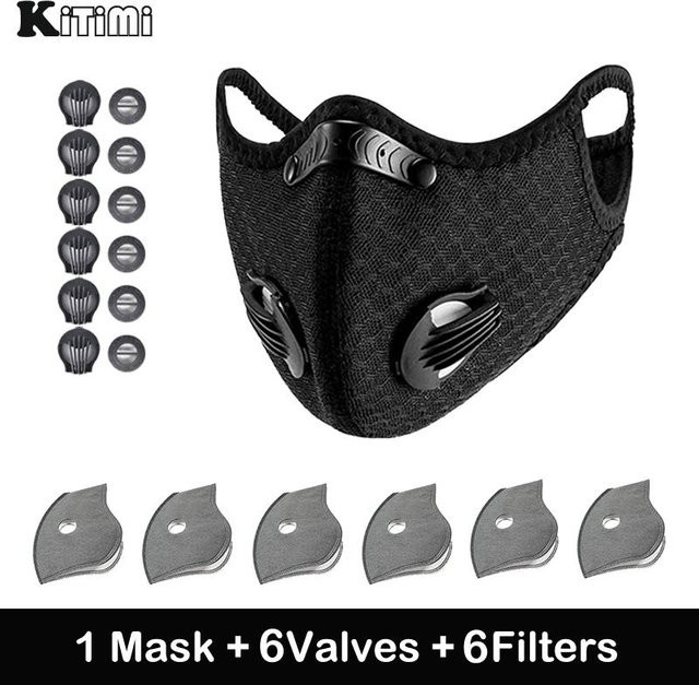 SafeWear Atmungsaktive Halbmaske in Schwarz mit 4 Ersatzpolstern und 2 Auslassventilen für Radfahren und Outdoor-Arbeiten - Bild 1