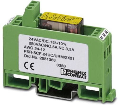 Phoenix Contact Sicherheitsrelais PSR-SCF-120UC/URM/2X21 in Grün, Betriebsspannung 120 V/DC und 120 V/AC, 2 Wechsler, B/H/T: 17,5 x 75 x 60,5 mm - Bild 1
