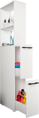 VCM Mehrzweckschrank Sadilo XL in Weiss mit zwei Schubladen, B/T/H: 25 x 50 x 183 cm - Bild 1