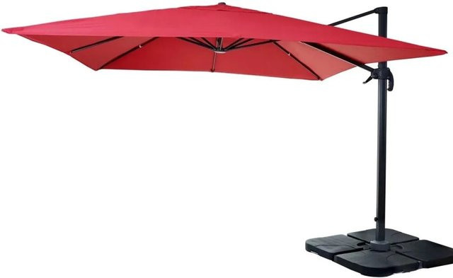 Gastronomie-Ampelschirm MCW-A96 in Rot mit Ständer, drehbar, aus Polyester, Alu und Stahl, B/T/H: 3 x 3 x 4,24 m - Bild 2