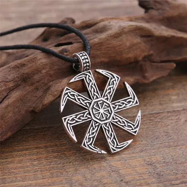 Skyrim Anhänger Kolovrat Sun Wheel, Edelstahl, Vintage, Unisex - Bild 1