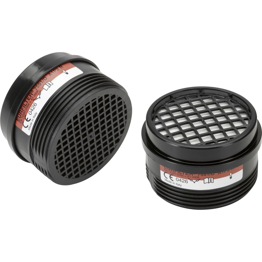 LUX-TOOLS Eurofilter A1P2 R Halbmaske in Schwarz aus Kunststoff, 2 Stück - Bild 2