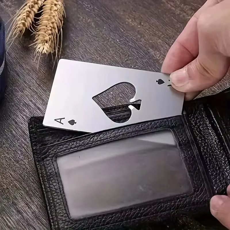 Kreditkarten-Flaschenöffner Spades in Schwarz aus Edelstahl im Poker-Design - Bild 4