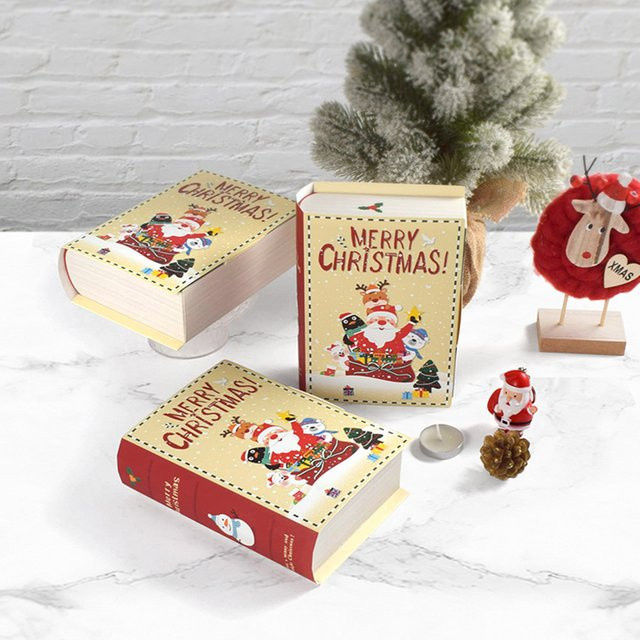 5er Set Weihnachtliche Geschenkboxen in Buchform mit Santa Claus Motiv, Mehrfarbig, Papier-Verpackung für Süßigkeiten und Schokolade - Bild 1