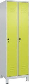 C+P Spind Classic PLUS Garderobenschrank mit 2 Abteilen, Stahl, grau/grün, H x B x T: 195 x 60 x 50 cm - Bild 1