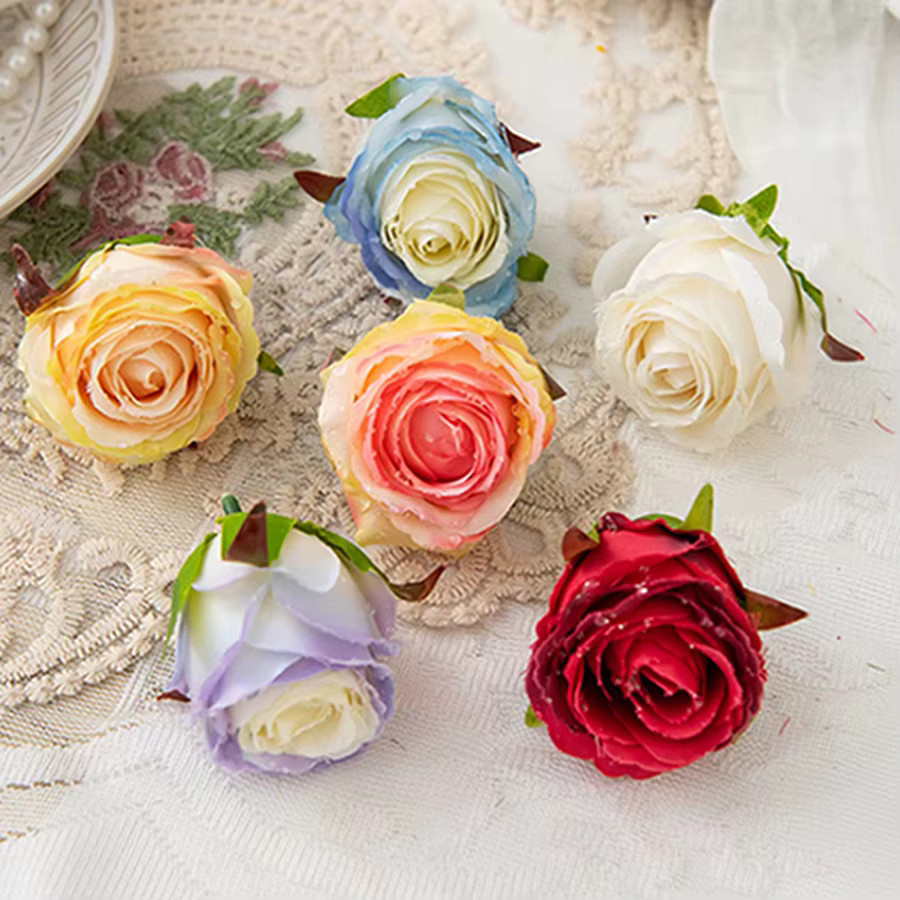 Künstliche Seidenrosen in Multicolour für DIY-Dekorationen, Hochzeiten und Garten-Gestaltung (10 oder 20 Stück) - Bild 2