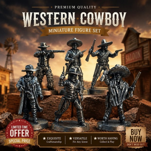 KASTIZA Wild West Cowboy, Metallfigur, Weiß, Einzelfigur - Bild 1