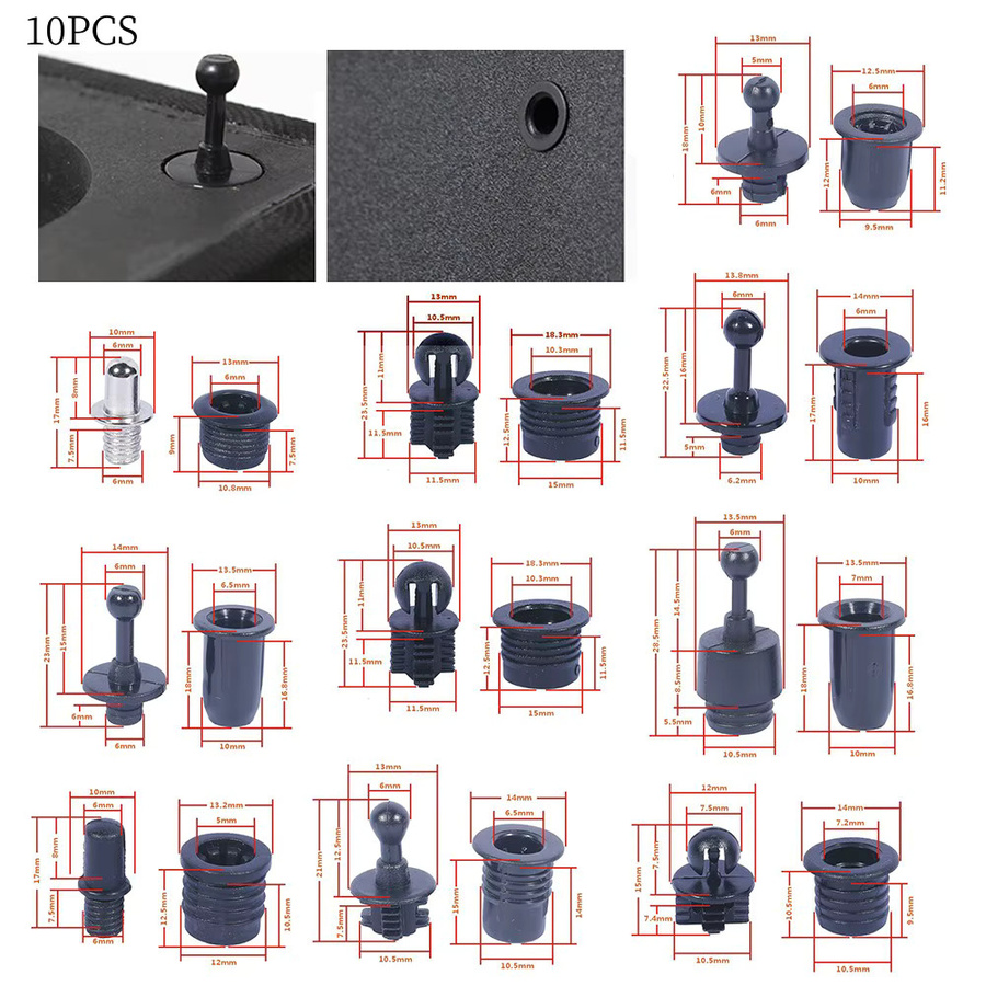 10-teiliges Lautsprecher-Grill-Peg-Set aus Kunststoff in Schwarz für DIY Audio-Lautsprecher-Schnallen und Grillführungen - Bild 5