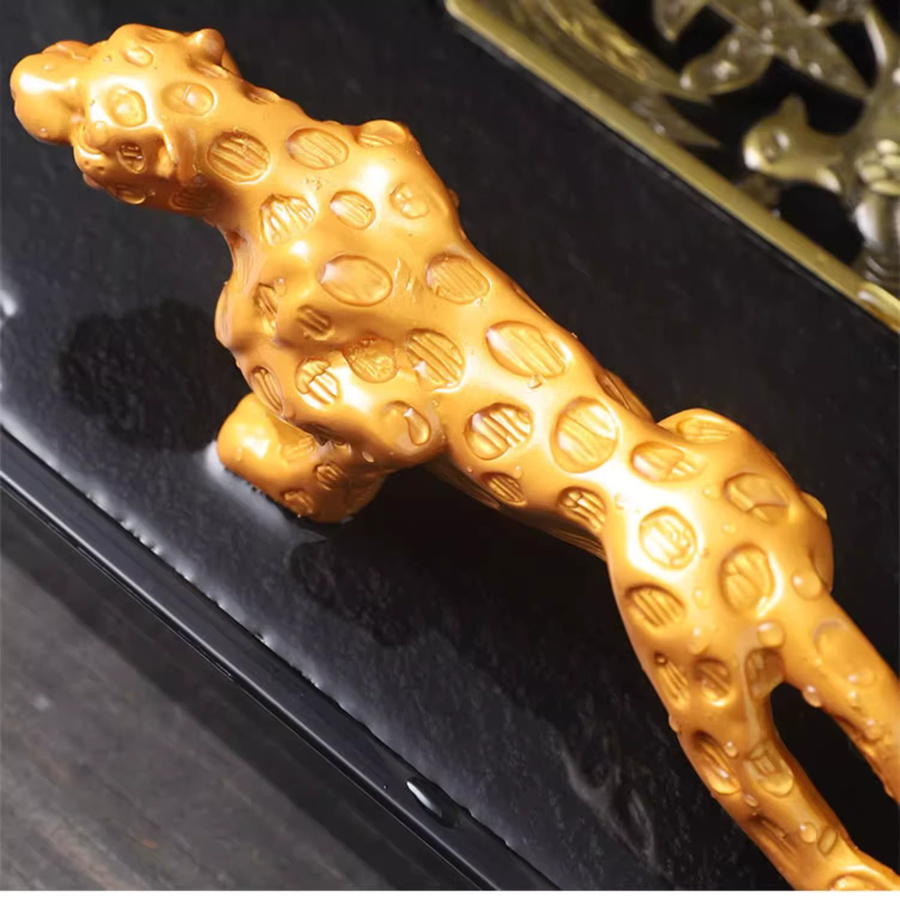 Goldene Leoparden-Teehaustierfigur als dekorative Handwerkskunst für Teezeremonien und Armaturenbretter - Bild 2