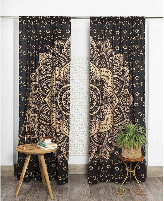 Mandala Yoga Hippie Bohemian Vorhang mit Haken, Mehrfarbig, B: 50 cm, H: 60 cm - Bild 1