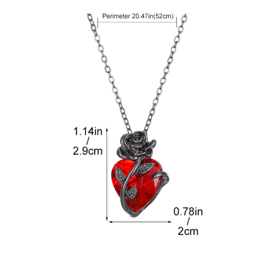 dawndesslo Halskette Gothic, Silber, Blutiges Herz Anhänger, Damen - Bild 5