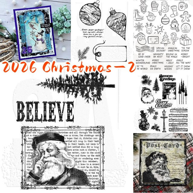 DIY-Stempel Set für Grußkarten und Scrapbooking mit Weihnachts-Motiven Baum und Schneemann für das Jahr 2026 - Bild 1