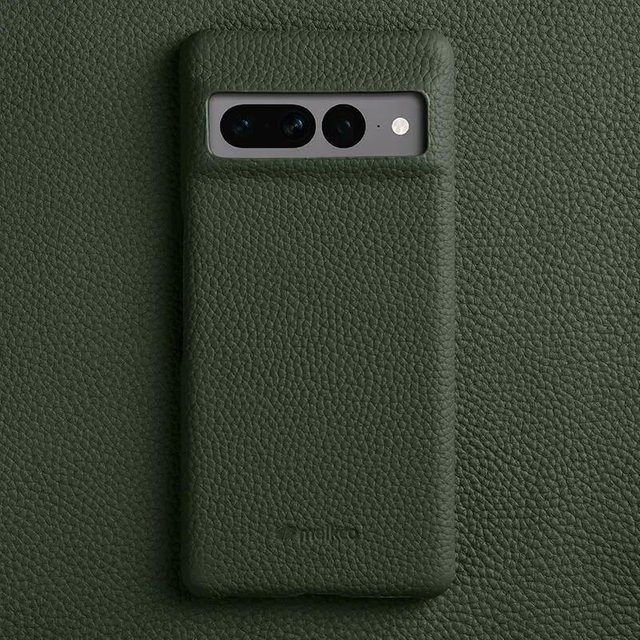 Melkco Premium Lederhülle aus echtem Rindsleder für Google Pixel 7, 8, 9 und 10 Pro XL in Grün - Bild 1