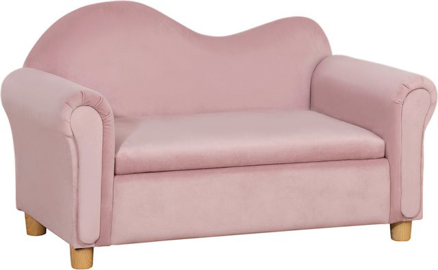 HOMCOM Kindersofa mit Stauraum in Rosa, Zweisitzer aus Vlies für Kinder im Alter von 3-5 Jahren, B/T/H: 84 x 41,5 x 48,5 cm - Bild 1