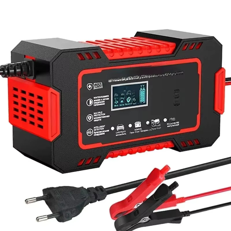 EAFC Auto Batterie Ladegerät 12V 6A mit Touchscreen und LCD Display in Rot-Schwarz - Bild 6