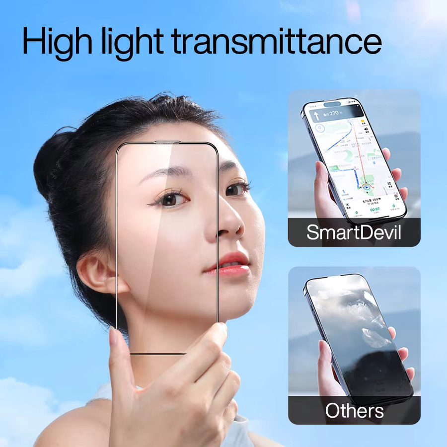 SmartDevil Staubfreier Displayschutz aus gehärtetem HD-Glas für iPhone 15 Pro Max, iPhone 15, iPhone 14 Pro und iPhone 15 Plus, transparent, vollständige Abdeckung - Bild 5