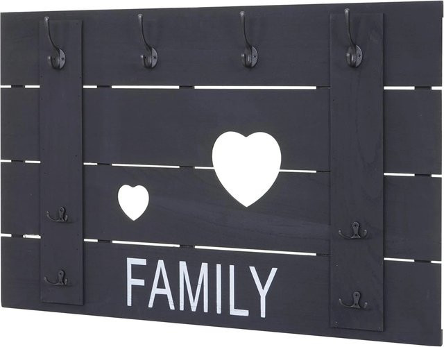 Wandgarderobe MCW C89 Family aus Paulowniaholz im Shabby-Look Vintage mit 8 Haken, Farbe: Anthrazit, B: 60 cm, H: 90 cm - Bild 2