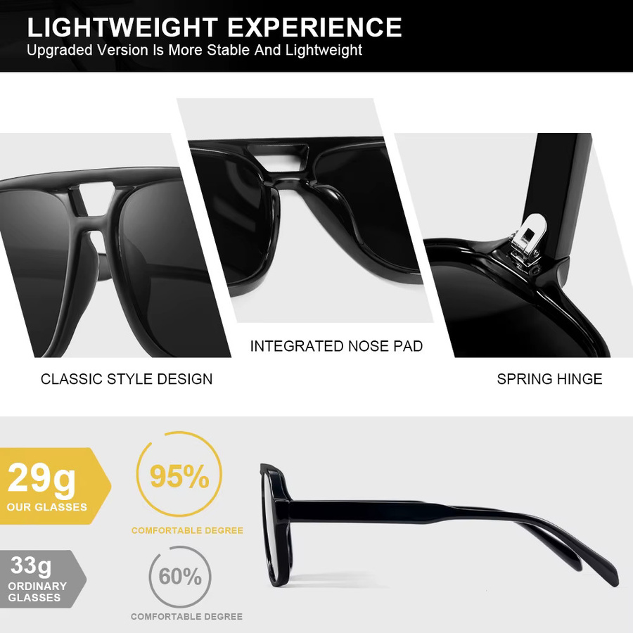 CRIXALIS Sonnenbrille Aviator, Vollrand, rechteckig, Schwarz, Unisex - Bild 3