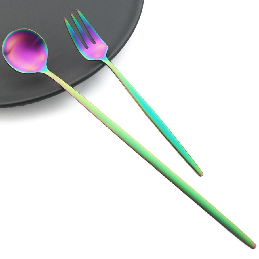 6-teiliges JANKNG HOME Löffel-Set aus mattiertem Edelstahl mit langem Griff in Gold, Silber und Rosa - Bild 1