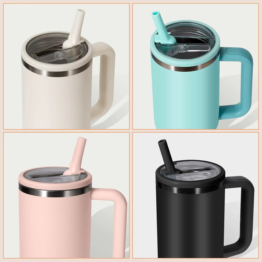 Kemorii Ersatzdeckel mit auslaufsicherem Flip Straw für 40oz Stanley Tumbler in Rot - Bild 2