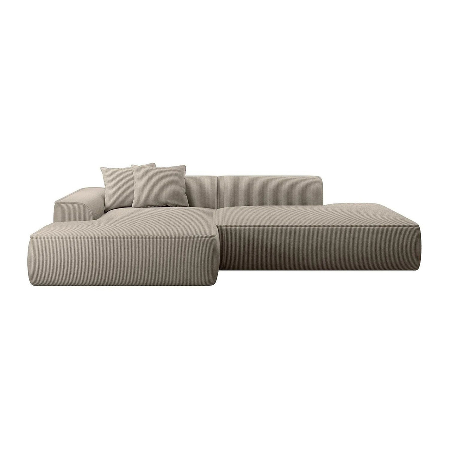 Vente-unique Sofa Erynel in Taupe mit Cordstoff, L-Form links, Breite: 305 cm - Bild 2