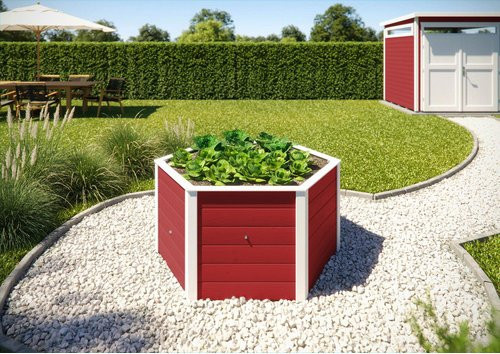 WEKA Elementhochbeet 6-Eck aus Holz in Rot, B/T/H: 143 x 120 x 68,5 cm - Bild 2