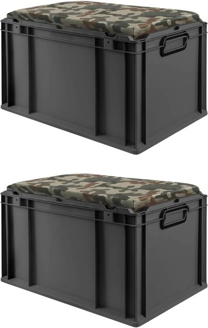 PROREGAL Sparset mit 2x Eurobox Nextgen Seat Box in Camouflage und Schwarz, H x B x T: 36,5 x 40 x 60 cm - Bild 1