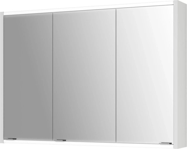 Jokey Spiegelschrank Batu Weiß Hochglanz mit LED-Beleuchtung und internen Regalen, Breite: 100 cm - Bild 1